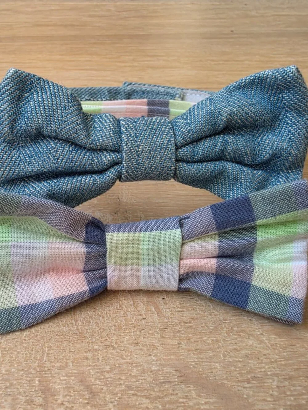 Set of 2 Nordstrom Boys Bowties Plaid & Denim Size 2T-3T